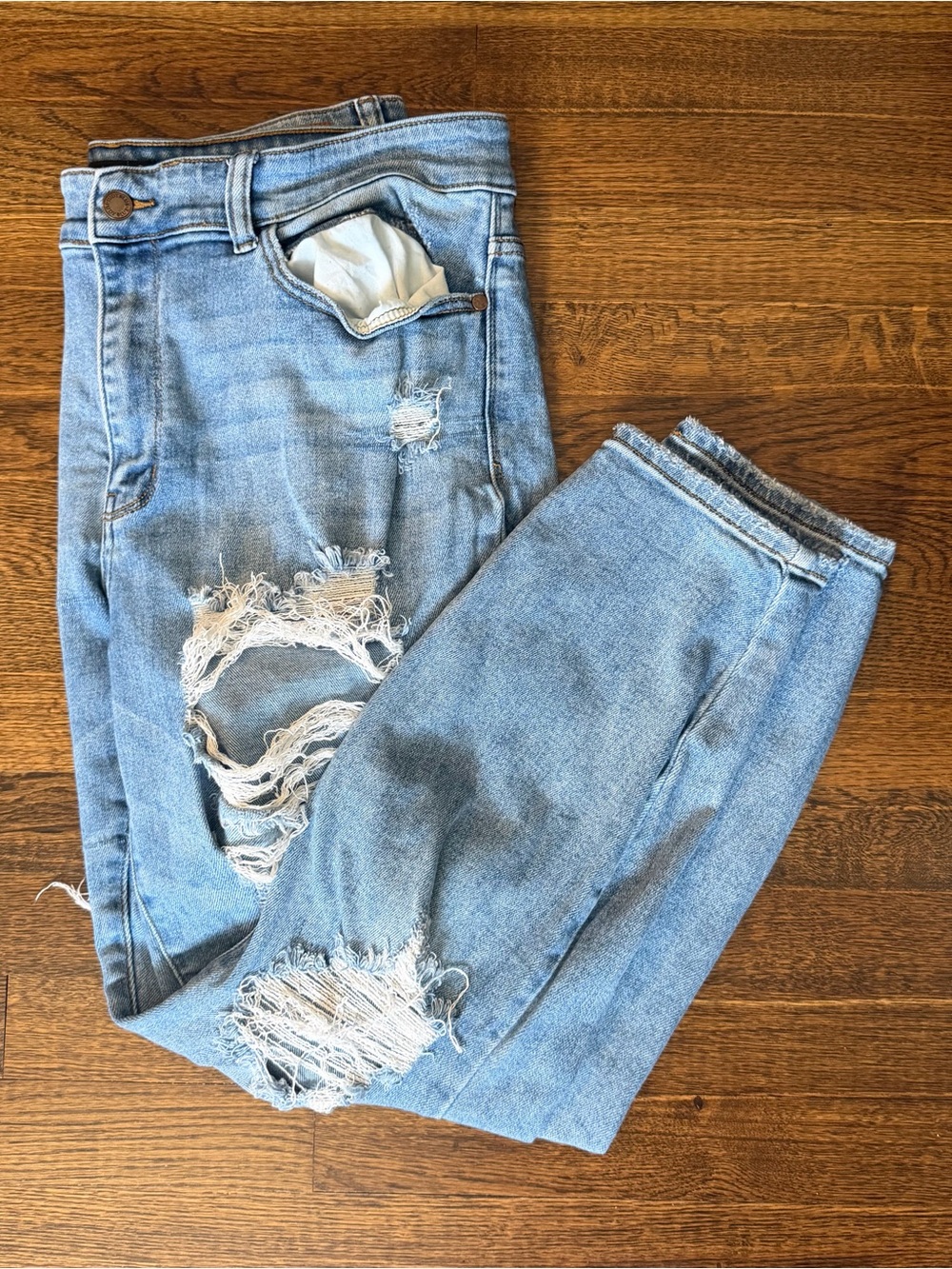Judy Blue Light Blue Distressed Relaxed Jeans